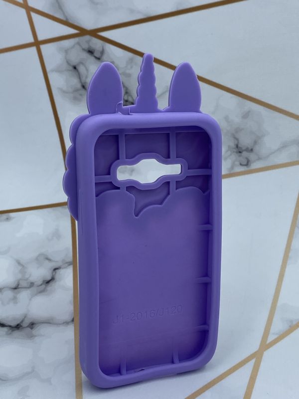 Чохол силіконовий 3D Case з рухливими блискітками на Samsung Galaxy J1(2016) моделі j120 Єдиноріг фіолетовий