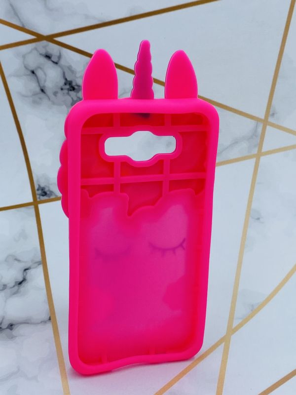 Чохол силіконовий 3D Case з рухливими блискітками на Samsung Galaxy J5 Яскраво рожевий Єдиноріг