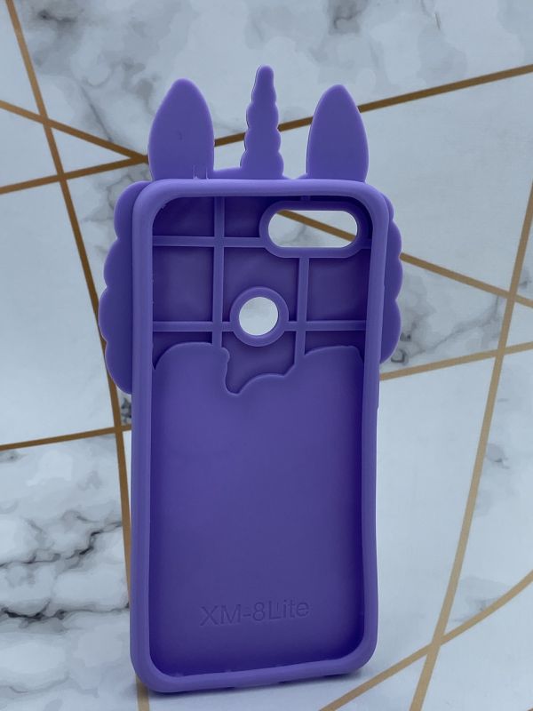 Чохол силіконовий 3D Case з рухливими блискітками на Xiaomi Мі 8 lite Єдиноріг фіолетовий