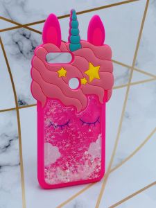 Чохол силіконовий 3D Case з рухливими блискітками на Xiaomi Мі 8 lite Яскраво рожевий Єдиноріг