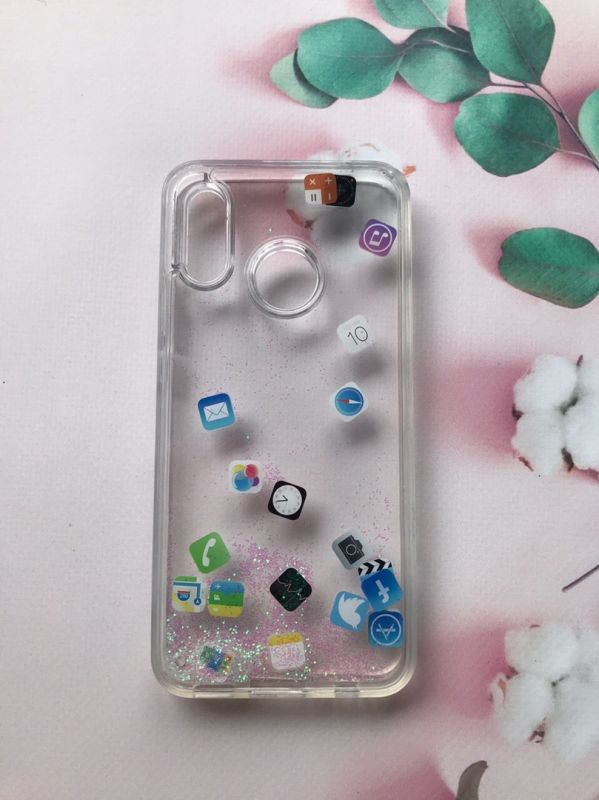 Прозорий силіконовий чохол з плаваючими іконками додатків для Huawei Nova 3 Срібло