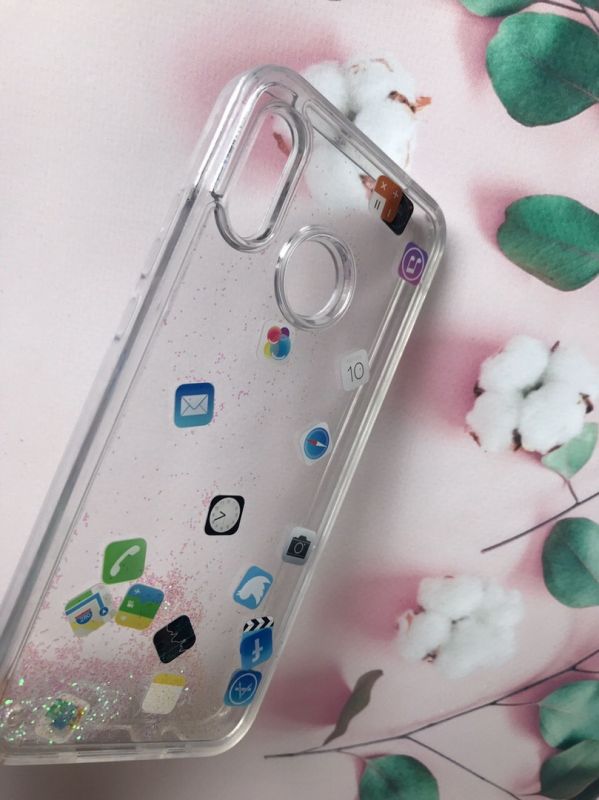 Прозорий силіконовий чохол з плаваючими іконками додатків для Huawei Nova 3 Срібло