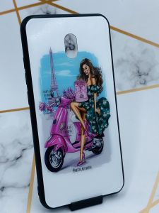 Силіконовий чохол Glass case зі скляною задньою панеллю для Xiaomi Redmi 8A Дівчина і вежа