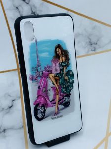 Силіконовий чохол Glass case зі скляною задньою панеллю для Xiaomi Redmi 7A Дівчина і вежа