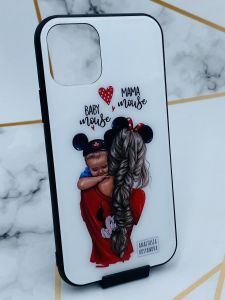 Силіконовий чохол Glass case зі скляною задньою панеллю для Apple iPhone 11 Pro (5,8) Дівчина з дитиною