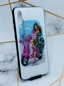 Силіконовий чохол Glass case зі скляною задньою панеллю для Samsung Galaxy A50 2019 A505F Дівчина та вежа