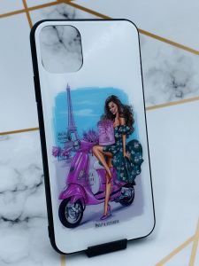 Силіконовий чохол Glass case зі скляною задньою панеллю для Apple iPhone 11 Pro Max (6,5) Дівчина і вежа