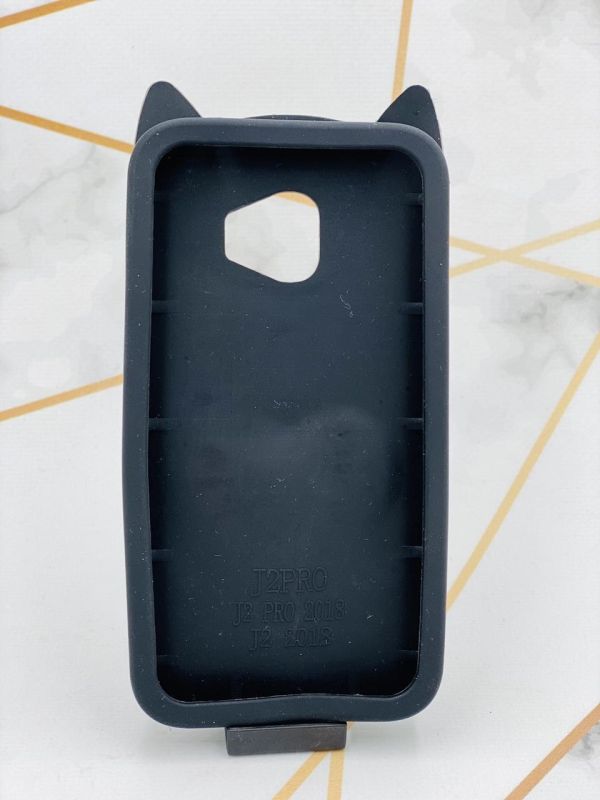 Чохол силіконовий 3D Case з переливчастими блискіток для Samsung Galaxy J2 Pro 2018 J250 Кіт чорний
