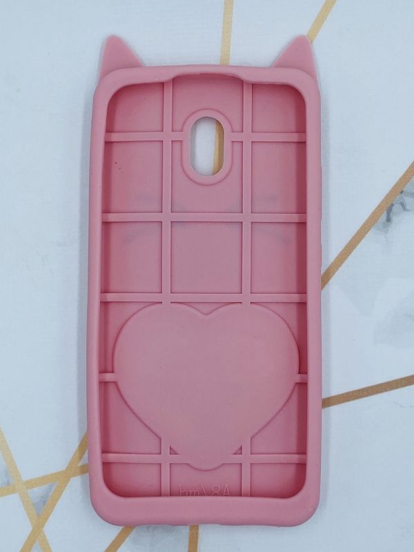 Чохол силіконовий 3D Case з рухливими блискітками на Xiaomi Redmi 8A Кіт рожевий