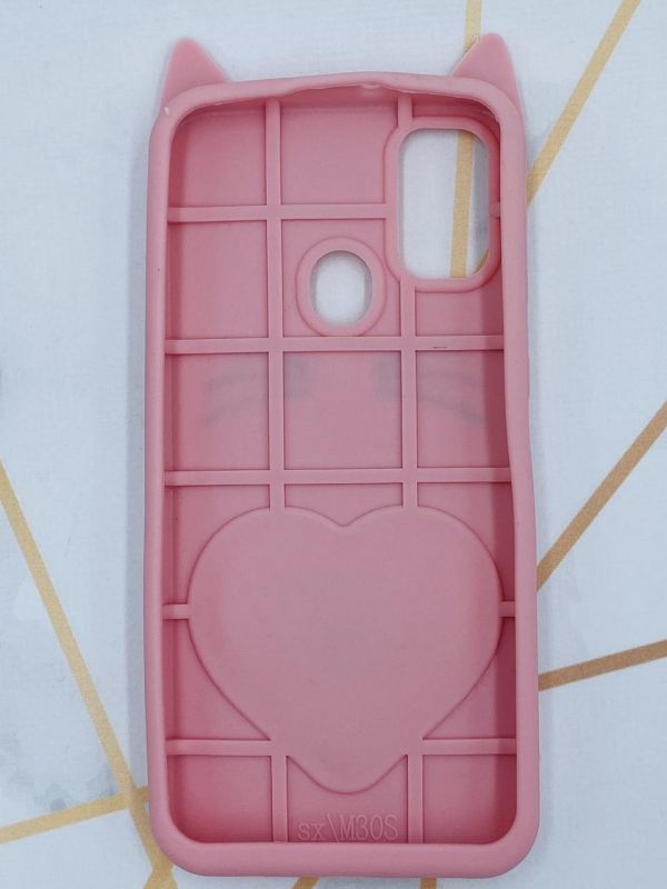 Чохол силіконовий 3D Case з рухливими блискітками на Samsung Galaxy M30s Кіт рожевий