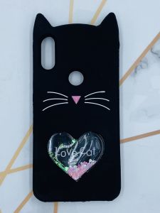 Чохол силіконовий 3D Case з рухливими блискітками на Xiaomi Redmi Play Кіт чорний