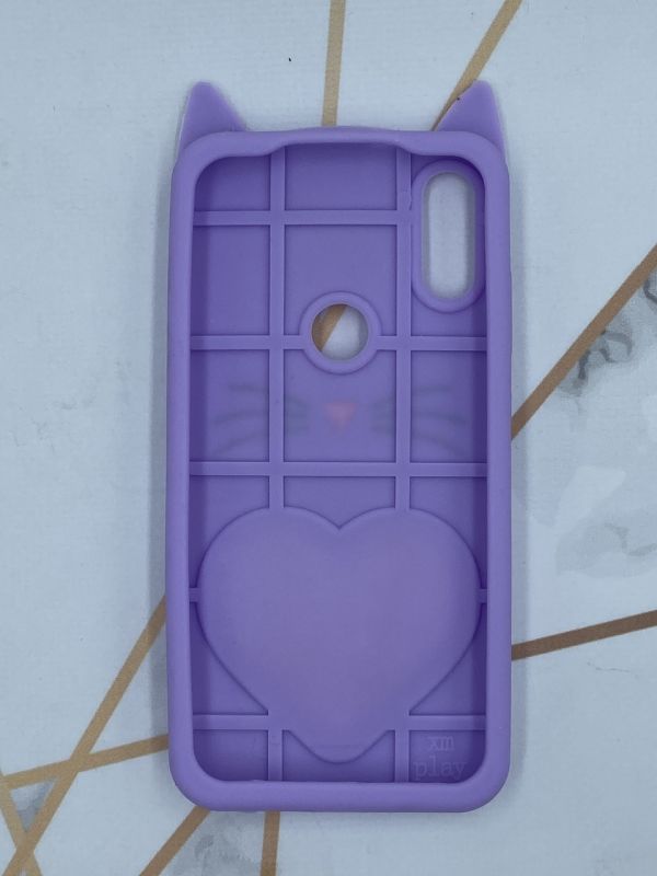 Чохол силіконовий 3D Case з рухливими блискітками на Xiaomi Redmi Play Кіт фіолетовий