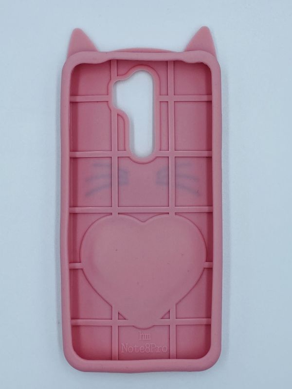 Чохол силіконовий 3D Case з рухливими блискітками на Xiaomi Redmi Note 8 Pro Кіт рожевий
