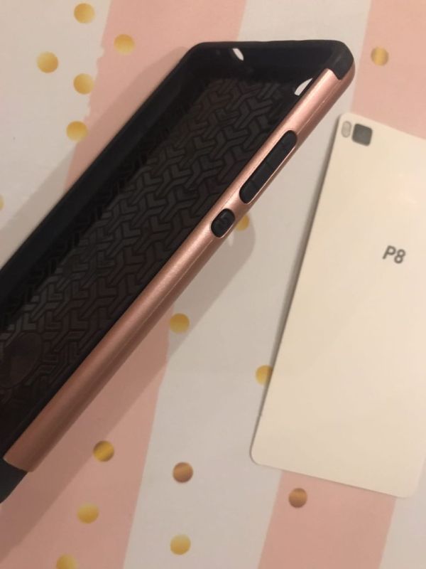 Силіконовий чохол з пластиковою накладкою (подвійний захист) для Huawei P8 Золотий