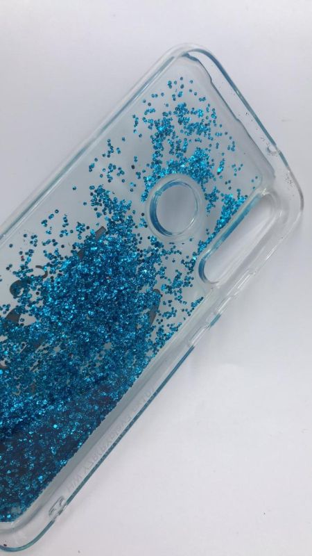 Силіконовий чохол з плаваючими блискітками на Huawei Р40 lite E / Y7p Блакитний