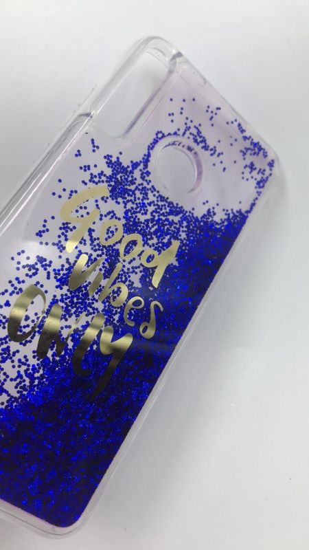 Силіконовий чохол з плаваючими блискітками на Huawei Р40 lite E / Y7p Синій