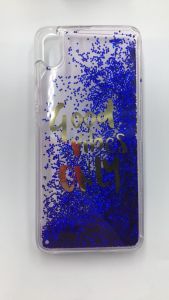 Силіконовий чохол з плаваючими блискітками на Xiaomi Redmi 7A Синій