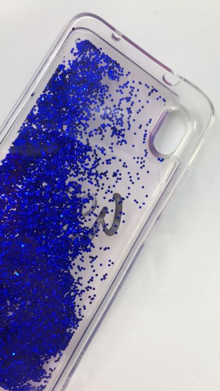 Силіконовий чохол з плаваючими блискітками на Xiaomi Redmi 7A Синій
