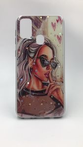 Силіконовий чохол з принтом для Samsung Galaxy M30s Дівчина в окулярах