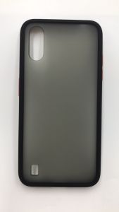 Прозорий матовий силіконовий чохол для Samsung Galaxy A01 Чорний