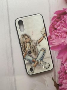 Силіконовий глянцевий чохол "Скляні ромби" для Samsung Galaxy A01 Дівчина селфи