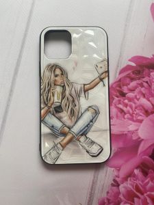 Силіконовий глянсовий чохол "Стільні ромби" для Aplle iPhone 11 Pro (5,8) Дівчина селфі