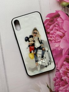 Силіконовий глянсовий чохол "Стільні ромби" для Aplle iPhone X Дівчина з Міккі