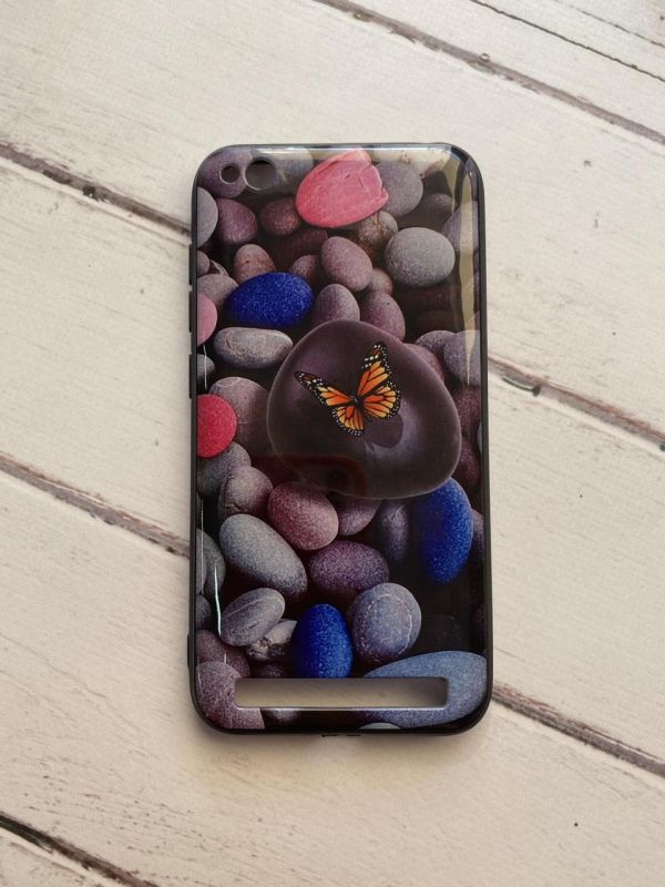 Захисний глянцевий чохол з малюнком для Xiaomi Redmi 5A Метелик на камені