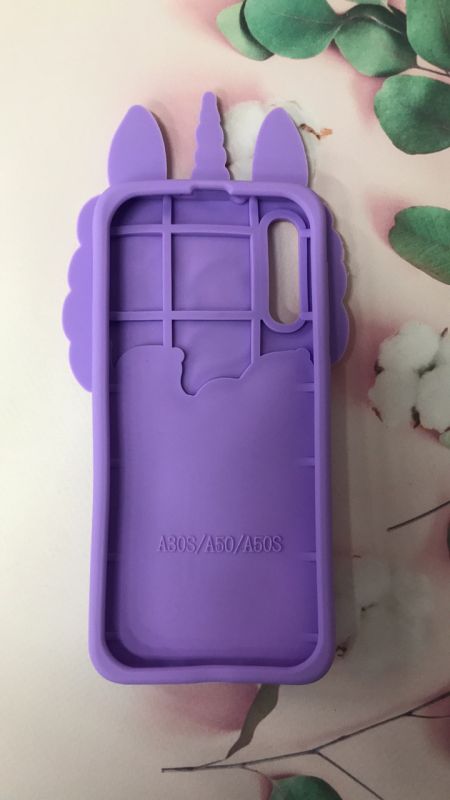 Чохол силіконовий 3D Case з блискітками, що переливаються, для Samsung Galaxy А50 (2019) А505 Єдиноріг фіолетовий
