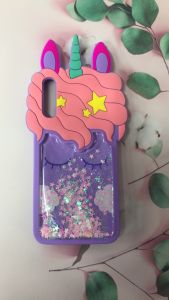 Чохол силіконовий 3D Case з блискітками, що переливаються, для Samsung Galaxy А50 (2019) А505 Єдиноріг фіолетовий