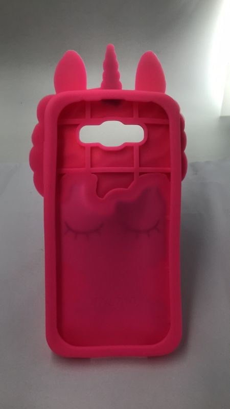 Силіконовий чохол 3D Case з рухливими блискітками на SAMSUNG Galaxy J7 Яскраво рожевий Єдиноріг