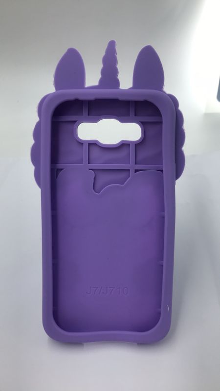 Силіконовий чохол 3D Case з рухливими блискітками на SAMSUNG Galaxy J7 Єдиноріг Фіолетовий