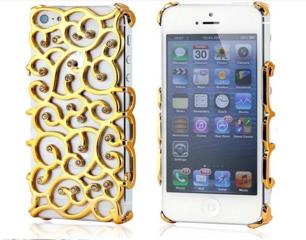 Чохол для iPhone 4/4S Королівський квітка з камінням Золотий