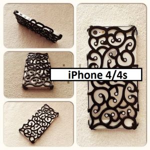 Чохол для iPhone 4/4S Королівський квітка з камінням Чорний