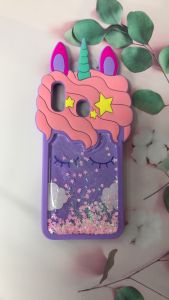 Чохол силіконовий 3D Case з плаваючими блискітками на Samsung Galaxy А30 2019 / А20 Єдиноріг Фіолетовий