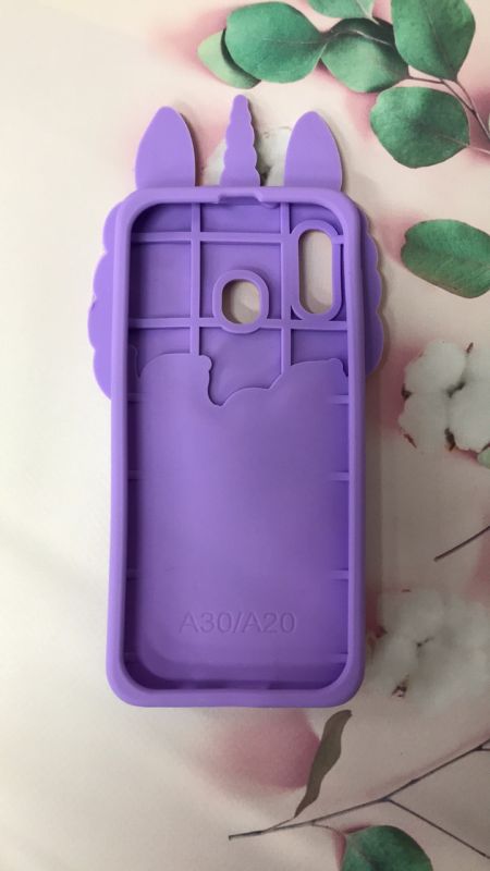 Чохол силіконовий 3D Case з плаваючими блискітками на Samsung Galaxy А30 2019 / А20 Єдиноріг Фіолетовий