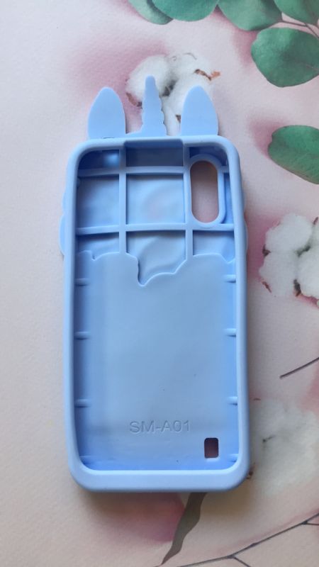 Чохол силіконовий 3D Case з плаваючими блискітками на Samsung Galaxy A01 Єдиноріг блакитний