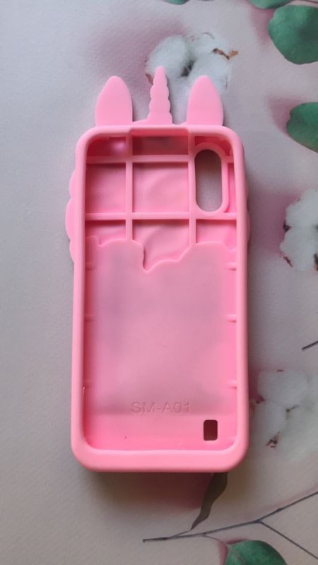Чохол силіконовий 3D Case з плаваючими блискітками на Samsung Galaxy A01 рожевий Єдиноріг