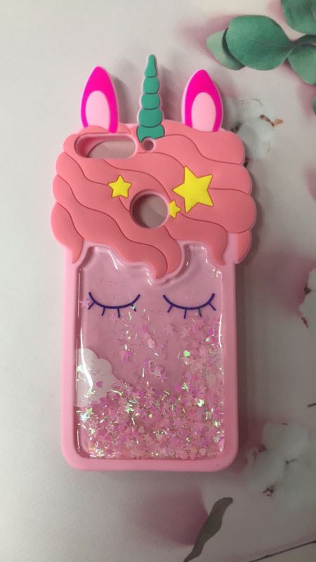 Чохол силіконовий 3D Case з блискітками, які переливаються, для Huawei Y7 2018 / Y7 prime 2018 (Єдиноріг)