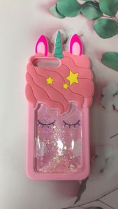 Чохол силіконовий 3D Case з блискітками, що переливаються, для Huawei Y6 2018 Єдиноріг рожевий