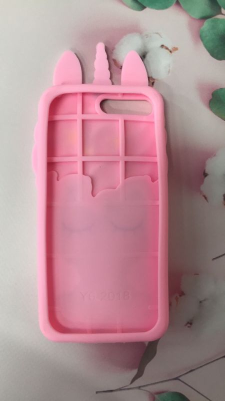 Чохол силіконовий 3D Case з блискітками, що переливаються, для Huawei Y6 2018 Єдиноріг рожевий