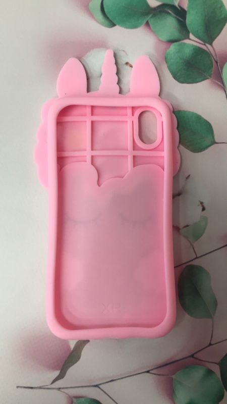 Силіконовий чохол 3D з плаваючими блискітками на iPhone XR рожевий Єдиноріг