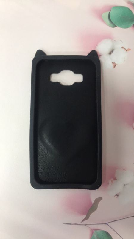 Силіконовий чохол 3D Case з плаваючими блискітками на SAMSUNG Galaxy J7 Кіт чорний