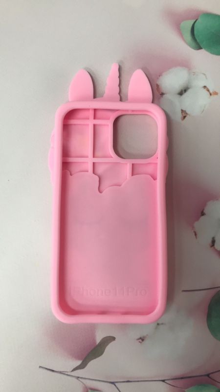 Силіконовий чохол 3D Case з блискітками, що переливаються, для iPhone 11 Pro (5,8) Єдиноріг рожевий