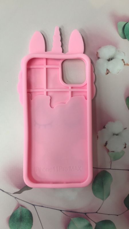 Силіконовий чохол 3D Case з блискітками, що переливаються, для iPhone 11 Pro Max (6,5) Єдиноріг рожевий