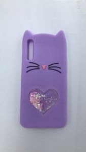 Чохол силіконовий 3D Case з блискітками, що переливаються, для Samsung Galaxy А50 (2019) А505 Кіт фіолетовий