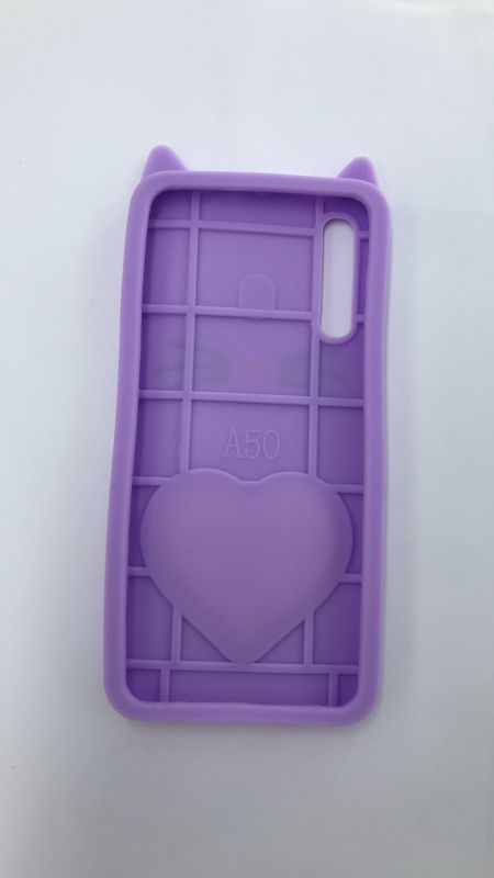 Чохол силіконовий 3D Case з блискітками, що переливаються, для Samsung Galaxy А50 (2019) А505 Кіт фіолетовий