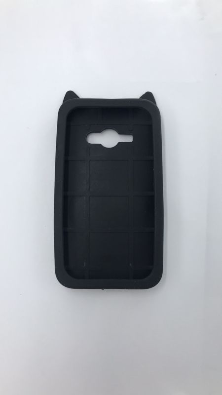 Силіконовий чохол 3D з плаваючими блискітками на Samsung Galaxy J1Ace моделі j110 Кіт чорний