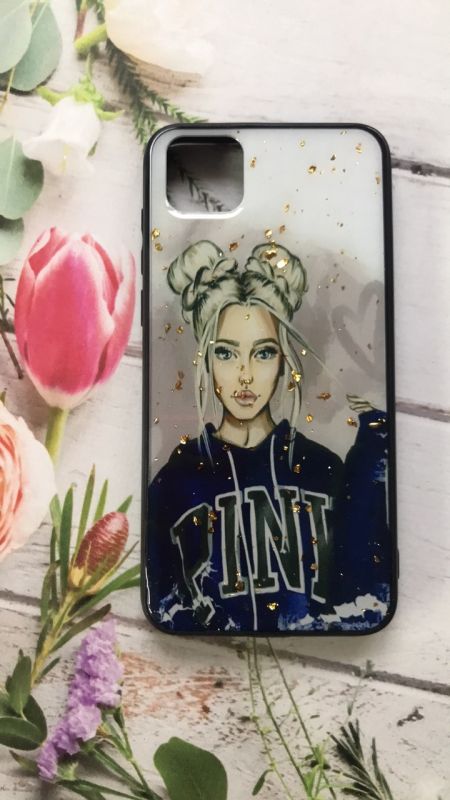 Захисний глянцевий чохол з малюнком для Huawei Y5p Дівчина в чорному