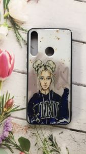 Захисний глянцевий чохол з малюнком для Huawei Y6p Дівчина в чорному